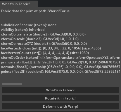 What's in Fabric extension screenshot with data